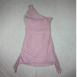 Oh Polly Women 4 Pink NWT One Shoulder Ruched Mesh Bodycon Dress Party Club Wear